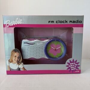 *RARE* Barbie For Girls Clock Radio with Lighted‎ Clock Face FM  Toys 1995 NEW